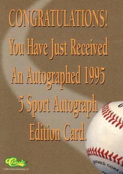 1995 Classic Five Sport - Autographs #NNO Calvin Reese Back