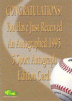 1995 Classic Five Sport - Autographs #NNO Derrek Lee Back