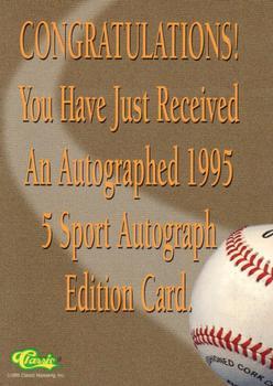 1995 Classic Five Sport - Autographs #NNO Chad Hermansen Back