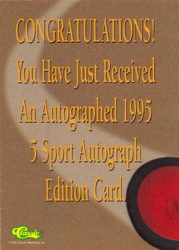 1995 Classic Five Sport - Autographs #NNO Petr Buzek Back