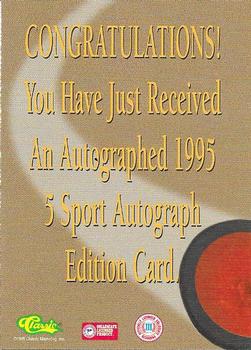 1995 Classic Five Sport - Autographs #NNO Chad Quenneville Back