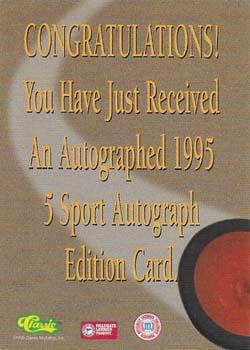1995 Classic Five Sport - Autographs Numbered #NNO George Breen Back