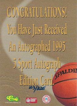1995 Classic Five Sport - Autographs Numbered #NNO Theo Ratliff Back