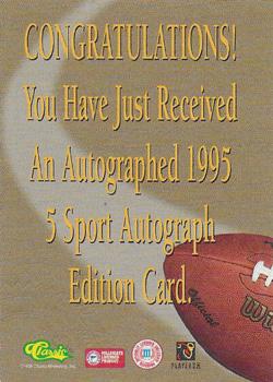 1995 Classic Five Sport - Autographs Numbered #NNO Napoleon Kaufman Back