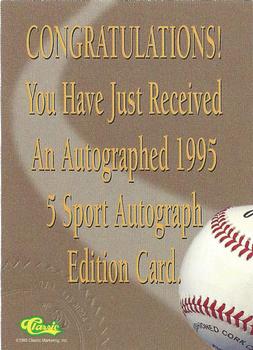 1995 Classic Five Sport - Autographs Numbered #NNO Nomar Garciaparra Back