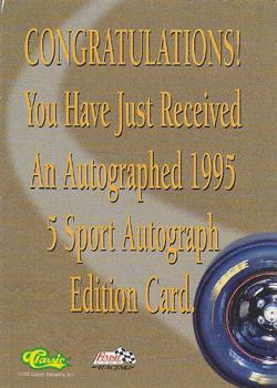 1995 Classic Five Sport - Autographs Numbered #NNO Ricky Rudd Back