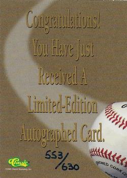 1995-96 Classic Five Sport Signings - Autographs (Serial Numbered) #NNO Barry Bonds Back