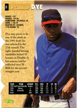 1995 Classic Five Sport - Silver Die Cuts #99 Jermaine Dye Back