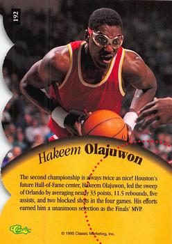 1995 Classic Five Sport - Silver Die Cuts #192 Hakeem Olajuwon Back
