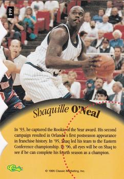 1995 Classic Five Sport - Silver Die Cuts #199 Shaquille O'Neal Back
