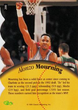 1995 Classic Five Sport - Silver Die Cuts #200 Alonzo Mourning Back