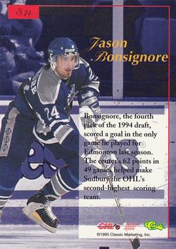 1995-96 Classic Five Sport Signings #S74 Jason Bonsignore Back