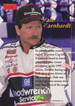 1995-96 Classic Five Sport Signings - Silver Die Cuts #S79 Dale Earnhardt Back