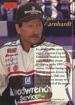 1995-96 Classic Five Sport Signings - Red Signature #S79 Dale Earnhardt Back