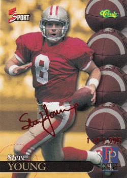 1995-96 Classic Five Sport Signings - Red Signature #S91 Steve Young Front