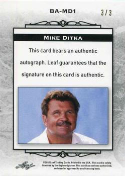 2012 Leaf National Convention - Autographs #BA-MD1 Mike Ditka Back