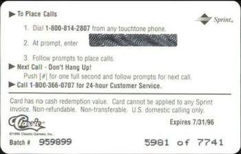 1995 Classic Assets Gold - Phone Cards $2 #NNO Errict Rhett Back