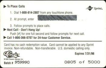 1995 Classic Assets Gold - Phone Cards $5 #NNO Ki-Jana Carter Back