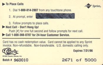 1995 Classic Assets Gold - Phone Cards $5 #NNO Glenn Robinson Back