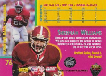 1995 Signature Rookies Tetrad Autobilia - Autographs #76 Sherman Williams Back