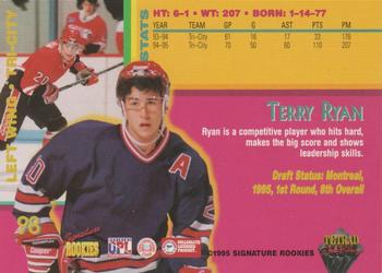 1995 Signature Rookies Tetrad Autobilia - Autographs #98 Terry Ryan Back