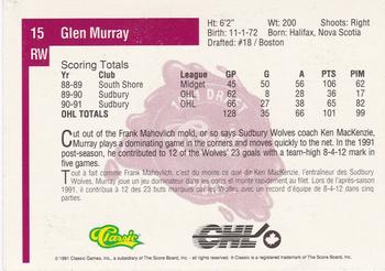 1991 Classic Four Sport - French #15 Glen Murray Back