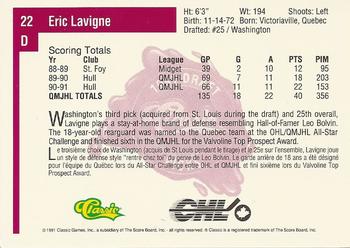 1991 Classic Four Sport - French #22 Eric Lavigne Back