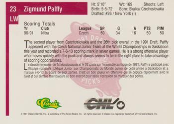 1991 Classic Four Sport - French #23 Zigmund Palffy Back