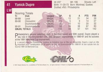 1991 Classic Four Sport - French #41 Yanick Dupre Back