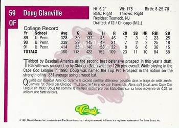 1991 Classic Four Sport - French #59 Doug Glanville Back