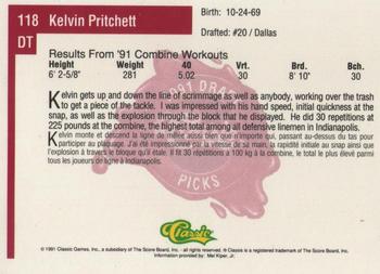 1991 Classic Four Sport - French #118 Kelvin Pritchett Back