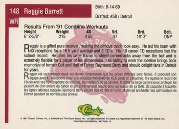 1991 Classic Four Sport - French #148 Reggie Barrett Back
