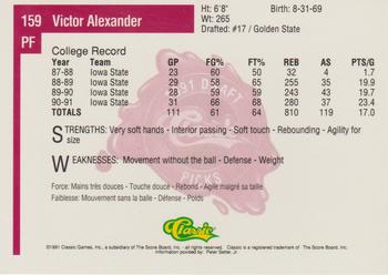 1991 Classic Four Sport - French #159 Victor Alexander Back