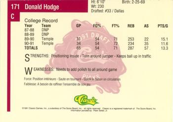 1991 Classic Four Sport - French #171 Donald Hodge Back
