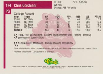 1991 Classic Four Sport - French #174 Chris Corchiani Back