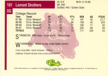 1991 Classic Four Sport - French #181 Lamont Strothers Back