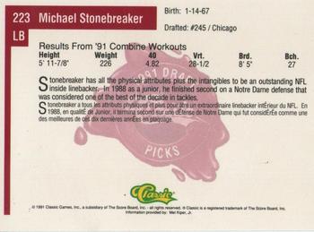 1991 Classic Four Sport - French #223 Michael Stonebreaker Back