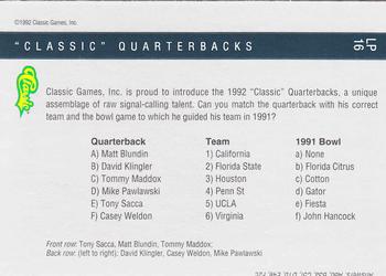 1992 Classic Four Sport - Limited Prints #LP16 Classic Quarterbacks Back