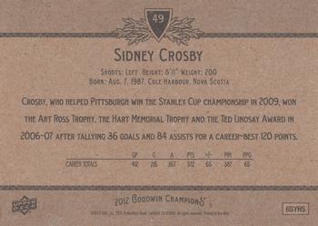 2012 Upper Deck Goodwin Champions #49 Sidney Crosby Back