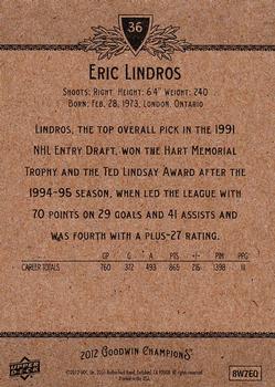 2012 Upper Deck Goodwin Champions #36 Eric Lindros Back