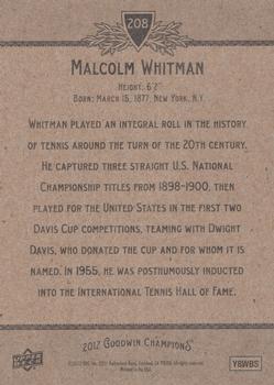 2012 Upper Deck Goodwin Champions #208 Malcolm Whitman Back