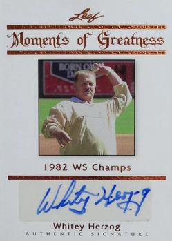 2011 Leaf Legends of Sport - Moments of Greatness Autographs Bronze #MG-31 Whitey Herzog Front