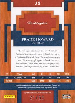 2010 Panini Century - Materials Jerseys Signatures #38 Frank Howard Back