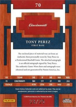 2010 Panini Century - Materials Jerseys Signatures #70 Tony Perez Back