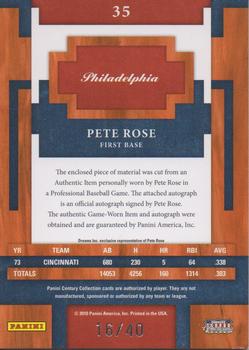 2010 Panini Century - Materials Jerseys Prime Signatures #35 Pete Rose Back
