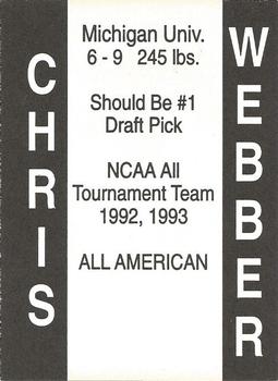 1993 American Sports Monthly (unlicensed) #NNO Chris Webber Back