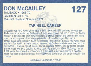 1990-91 Collegiate Collection North Carolina Tar Heels #127 Don McCauley Back