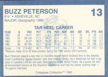 1990-91 Collegiate Collection North Carolina Tar Heels #13 Buzz Peterson Back