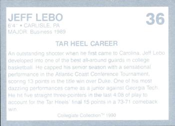1990-91 Collegiate Collection North Carolina Tar Heels #36 Jeff Lebo Back