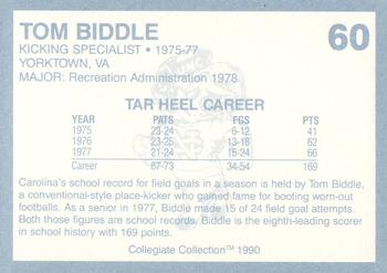 1990-91 Collegiate Collection North Carolina Tar Heels #60 Tom Biddle Back